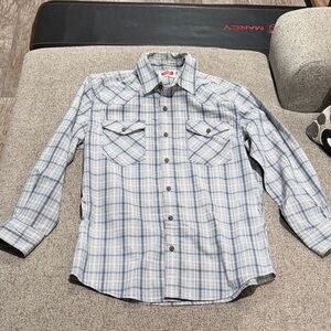 Wrangler Blue and White Checkered Shirt